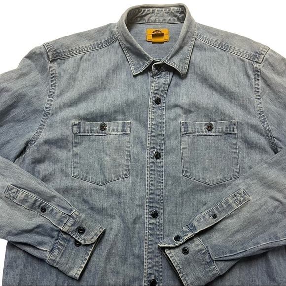 Stapleford Denim Men’s Blue Long Sleeve Light Wash Button Down Long Sleeve Shirt - Picture 2 of 7